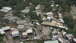 4K aerial stock footage fly over an urban neighborhood in Shek Kong in the New Territories, Hong Kong, China Aerial Stock Footage | DCA02_032