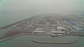 4K aerial stock footage of maintenance buildings and runways at Hong Kong International Airport, Hong Kong, China Aerial Stock Footage | DCA02_049