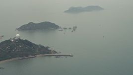 4K aerial stock footage of Tin Hau Temple on Sha Chau Island in the South China Sea, New Territories, Hong Kong, China Aerial Stock Footage | DCA02_052