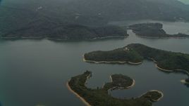 4K aerial stock footage of Tai Lam Chung Reservoir in New Territories, Hong Kong, China Aerial Stock Footage | DCA02_066