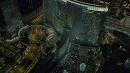 4K aerial stock footage of orbiting Aria Resort and Casino, Las Vegas, Nevada Night Aerial Stock Footage | DCA03_029