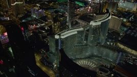 4K aerial stock footage of orbiting Aria Resort and Casino, Las Vegas, Nevada Night Aerial Stock Footage | DCA03_034