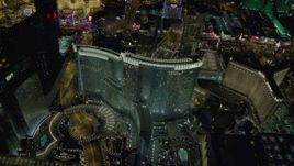 4K aerial stock footage of orbiting Aria Resort and Casino, Las Vegas, Nevada Night Aerial Stock Footage | DCA03_040
