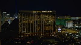 4K aerial stock footage of Mandalay Bay, Las Vegas, Nevada Night Aerial Stock Footage | DCA03_053