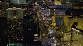 4K aerial stock footage of flying over Las Vegas Boulevard, Las Vegas, Nevada Night Aerial Stock Footage | DCA03_060