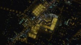 4K aerial stock footage of bird's eye view of Las Vegas Boulevard, top of Stratosphere, Las Vegas, Nevada Night Aerial Stock Footage | DCA03_086