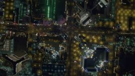 4K aerial stock footage of a bird's eye view of Las Vegas Boulevard, Nevada Night Aerial Stock Footage | DCA03_099
