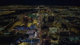4K aerial stock footage of flying above Las Vegas Strip with hotels, Nevada Night Aerial Stock Footage | DCA03_125