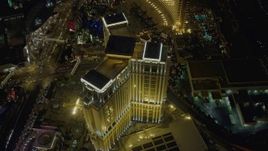 4K aerial stock footage orbit The Palazzo, Las Vegas, Nevada Night Aerial Stock Footage | DCA03_126
