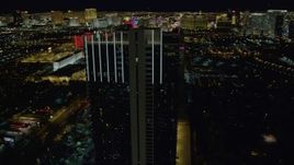 4K aerial stock footage of orbiting Palms Place Hotel and Spa, Las Vegas, Nevada Night Aerial Stock Footage | DCA03_155