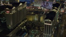 4K aerial stock footage of orbiting Caesar's Palace, Las Vegas, Nevada Night Aerial Stock Footage | DCA03_190
