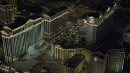 4K aerial stock footage of orbiting Caesar's Palace, Las Vegas, Nevada Night Aerial Stock Footage | DCA03_191