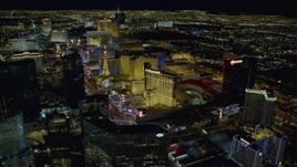 4K aerial stock footage of hotels along Las Vegas Strip, Nevada Night Aerial Stock Footage | DCA03_196