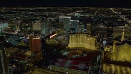 4K aerial stock footage of hotels on Las Vegas Strip, Nevada Night Aerial Stock Footage | DCA03_209