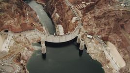 4K aerial stock footage of flying away from Hoover Dam, Boulder City, Nevada Aerial Stock Footage | DCA04_011