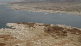 4K aerial stock footage of flying by shore of East Point Bay on Lake Mead, Las Vegas, Nevada Aerial Stock Footage | DCA04_014