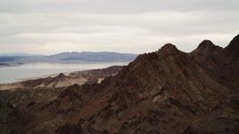 4K aerial stock footage of panning from Lake Mead to the Hiller Mountains, Nevada Aerial Stock Footage | DCA04_083