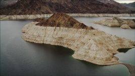 4K aerial stock footage of flying over an island on Lake Mead, Nevada Aerial Stock Footage | DCA04_085