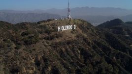 4K aerial stock footage of approaching the Hollywood Sign, Los Angeles, California Aerial Stock Footage | DCA05_006