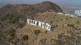 4K aerial stock footage of orbiting the Hollywood Sign, Los Angeles, California Aerial Stock Footage | DCA05_007