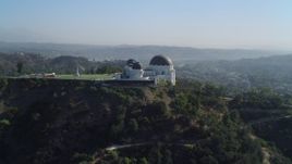 4K aerial stock footage of approaching the Griffith Observatory, west side, Los Angeles, California Aerial Stock Footage | DCA05_012