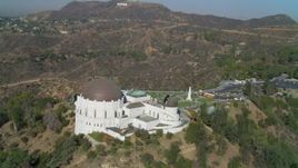 4K aerial stock footage of orbiting the Griffith Observatory, south side, Los Angeles, California Aerial Stock Footage | DCA05_017