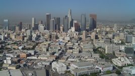 4K aerial stock footage of Downtown Los Angeles, East 4th Street and skyscrapers, California Aerial Stock Footage | DCA05_030
