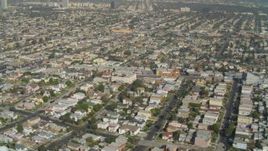 4K aerial stock footage of flying by residential neighborhoods, Central Los Angeles, California Aerial Stock Footage | DCA05_059