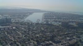 4K aerial stock footage video of residential neighborhoods next to marina, Marina Del Rey, California Aerial Stock Footage | DCA05_063