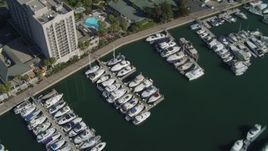 4K aerial stock footage pan across boat in the marina; Marina Del Rey, California  Aerial Stock Footage | DCA05_072