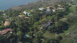 4K aerial stock footage fly by neighborhood on a cliff, overlooking the Pacific Ocean, Malibu, California Aerial Stock Footage | DCA05_109