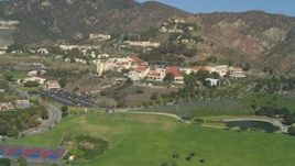 4K aerial stock footage of approaching Pepperdine University, Malibu, California Aerial Stock Footage | DCA05_123