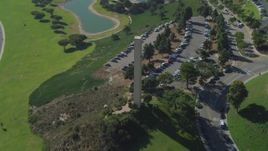 4K aerial stock footage of orbiting a cross, Pepperdine University, Malibu, California Aerial Stock Footage | DCA05_124