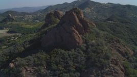 4K aerial stock footage of orbiting a hilltop rock formation, Malibu, California Aerial Stock Footage | DCA05_133