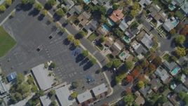 4K aerial stock footage of a neighborhood, revealing Shepherd of the Valley School, West Hills, California Aerial Stock Footage | DCA05_159