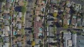 4K aerial stock footage of a bird's eye of residential neighborhoods, West Hills, California Aerial Stock Footage | DCA05_160
