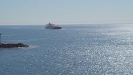 4K aerial stock footage of an oil tanker sailing toward Long Beach, California Aerial Stock Footage | DCA06_036