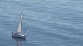 4K aerial stock footage of flying away from sailboat, San Pedro, California Aerial Stock Footage | DCA06_050