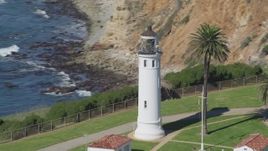 4K aerial stock footage of orbiting the Point Vicente Lighthouse, Rancho Palos Verdes, California Aerial Stock Footage | DCA06_055