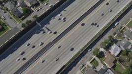 4K aerial stock footage bird's eye view of light traffic on I-405, Mar Vista, California Aerial Stock Footage | DCA06_063