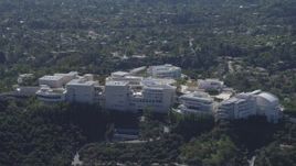 4K aerial stock footage of flying by the J. Paul Getty Museum, Los Angeles, California Aerial Stock Footage | DCA06_070