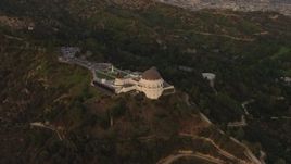 4K aerial stock footage of orbiting the Griffith Observatory, Los Angeles, California, sunset Aerial Stock Footage | DCA07_003