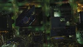 4K aerial stock footage of bird's eye view flying over South Grand Avenue, Downtown Los Angeles, California, night Aerial Stock Footage | DCA07_041