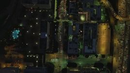 4K aerial stock footage of bird's eye view following South Figueroa from West 2nd to West 3rd, Downtown, Los Angeles, California, night Aerial Stock Footage | DCA07_046