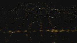 4K aerial stock footage of flying over suburbs, Woodland Hills, California, night Aerial Stock Footage | DCA07_183