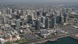 4K aerial stock footage of skyscrapers in Downtown San Diego, California Aerial Stock Footage | DCA08_011