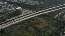 4K aerial stock footage of tracking light traffic on Interstate 8, Del Cerro, California Aerial Stock Footage | DCA08_135E