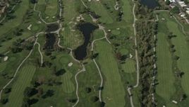 4K aerial stock footage of orbiting a golf course in Grantville, California Aerial Stock Footage | DCA08_139