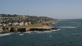 4K aerial stock footage of upscale oceanfront neighborhoods and coastal cliffs, Point Loma, California Aerial Stock Footage | DCA08_160