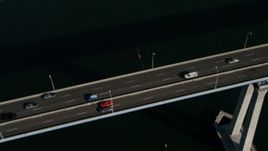 4K aerial  video reverse and track light traffic on the Coronado Bridge, San Diego, California Aerial Stock Footage | DCA08_188